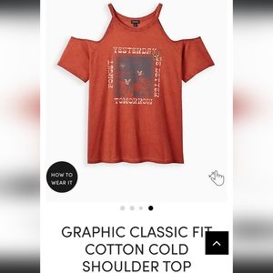 NWT TORRID - Rustic Orange/Red Cold Shoulder top, size 3